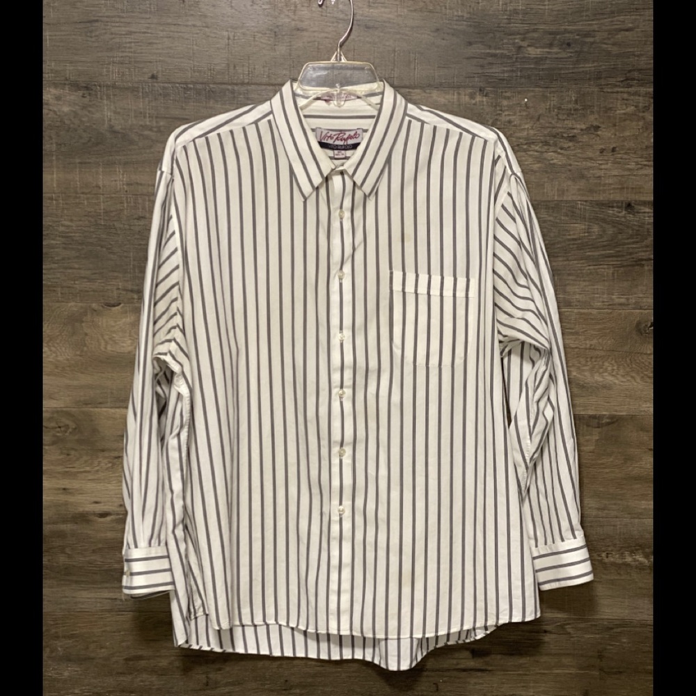 Men’s Big 18.5-35 Vito Rufolo Grey Stripe Shirt